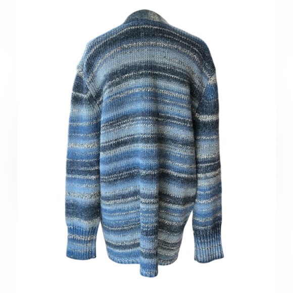Roller Rabbit LILLIEN CARDIGAN SWEATER Blue Metallic Wool Blend- M/L - Picture 4 of 9